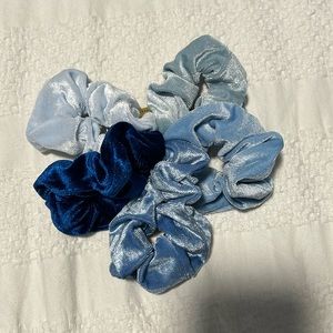 5 Pack Blue Velvet Scrunchies